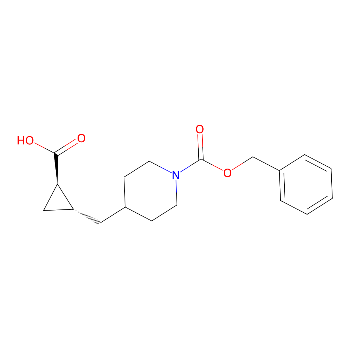 rac-(1R,2R)-2-({1-[(benzyloxy)carbonyl]piperidin-4-yl}methyl)cyclopropane-1-carboxylic acid molecular structure, CAS 2639378-00-8