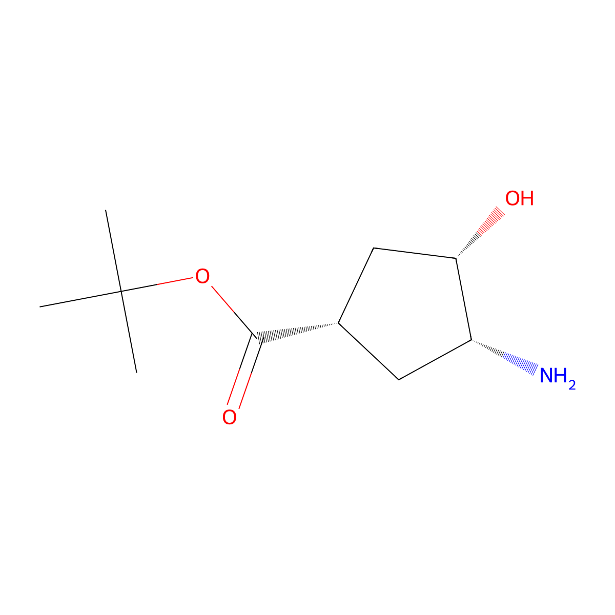 tert-butyl (1S,3R,4S)-3-amino-4-hydroxycyclopentane-1-carboxylate molecular structure, CAS 2639378-14-4