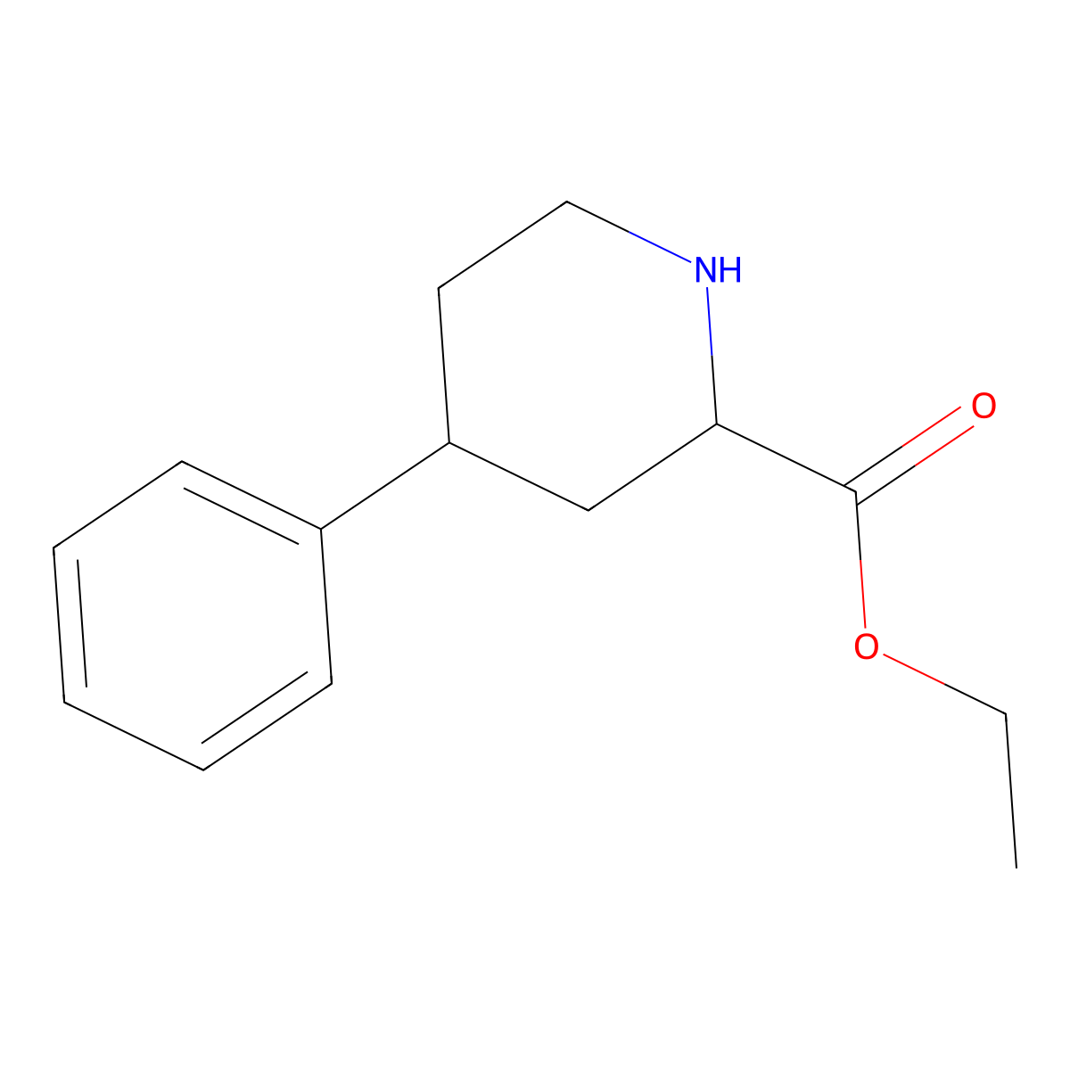 rac-ethyl (2R,4S)-4-phenylpiperidine-2-carboxylate molecular structure, CAS 2639378-19-9