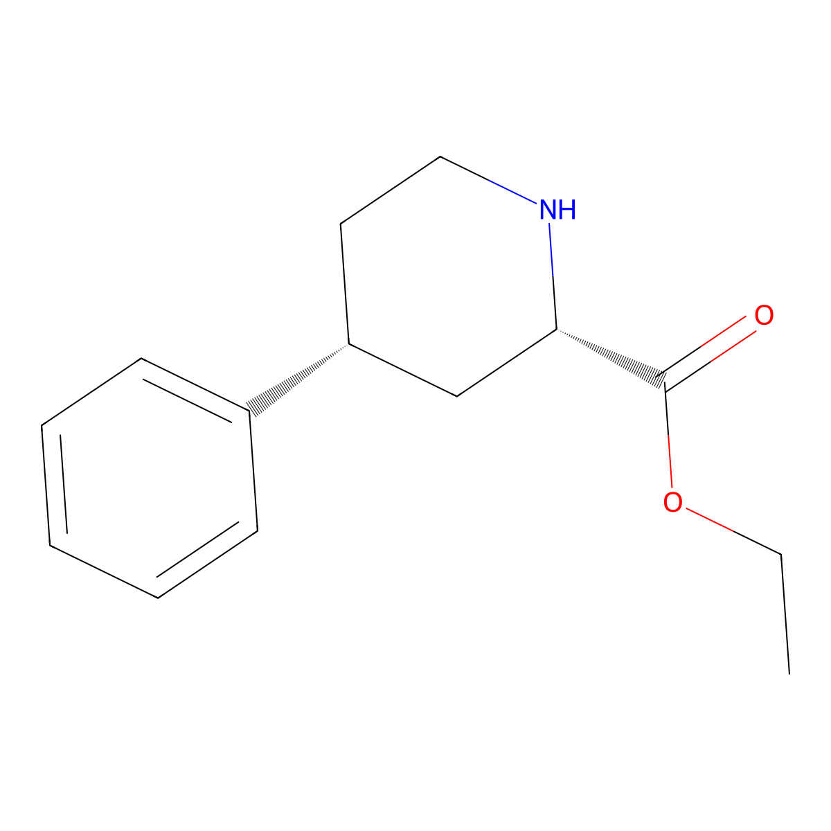 rac-ethyl (2R,4S)-4-phenylpiperidine-2-carboxylate molecular structure, CAS 2639378-19-9