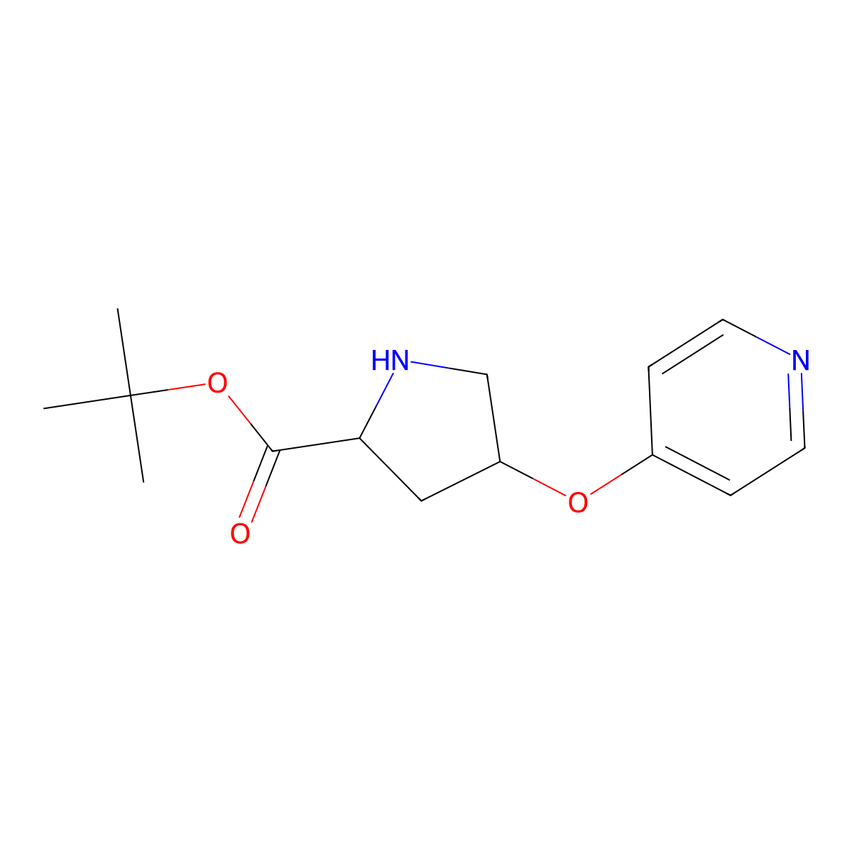 tert-butyl (2S,4S)-4-(pyridin-4-yloxy)pyrrolidine-2-carboxylate molecular structure, CAS 2639378-26-8