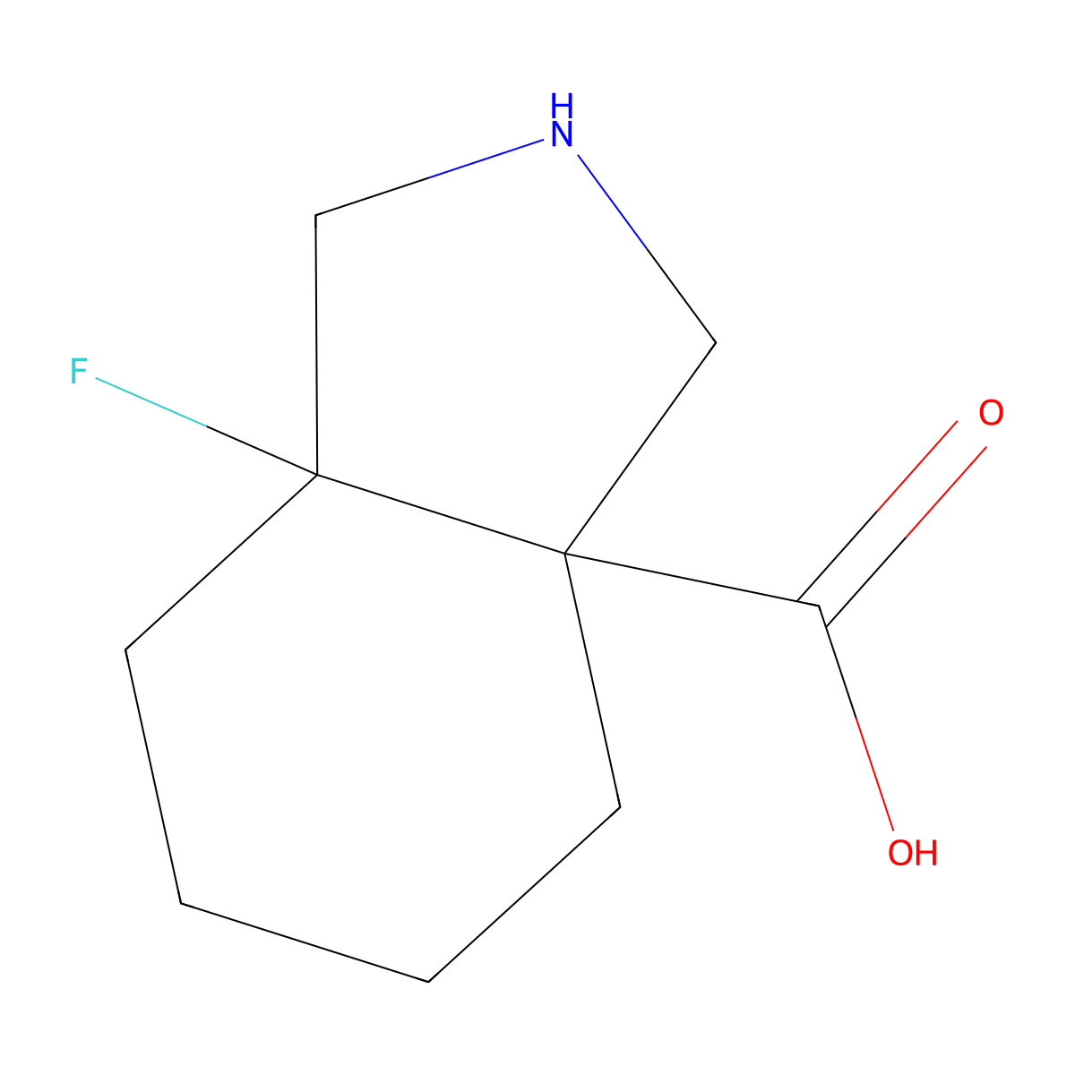 rac-(3aR,7aS)-7a-fluoro-octahydro-1H-isoindole-3a-carboxylic acid molecular structure, CAS 2639378-31-5