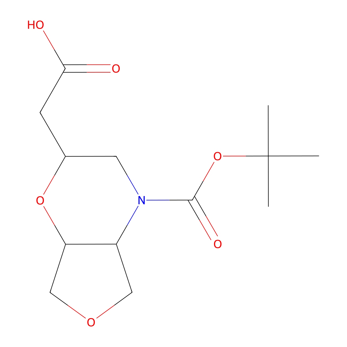 rac-2-[(2R,4aS,7aR)-4-[(tert-butoxy)carbonyl]-hexahydro-2H-furo[3,4-b][1,4]oxazin-2-yl]acetic acid molecular structure, CAS 2639378-37-1