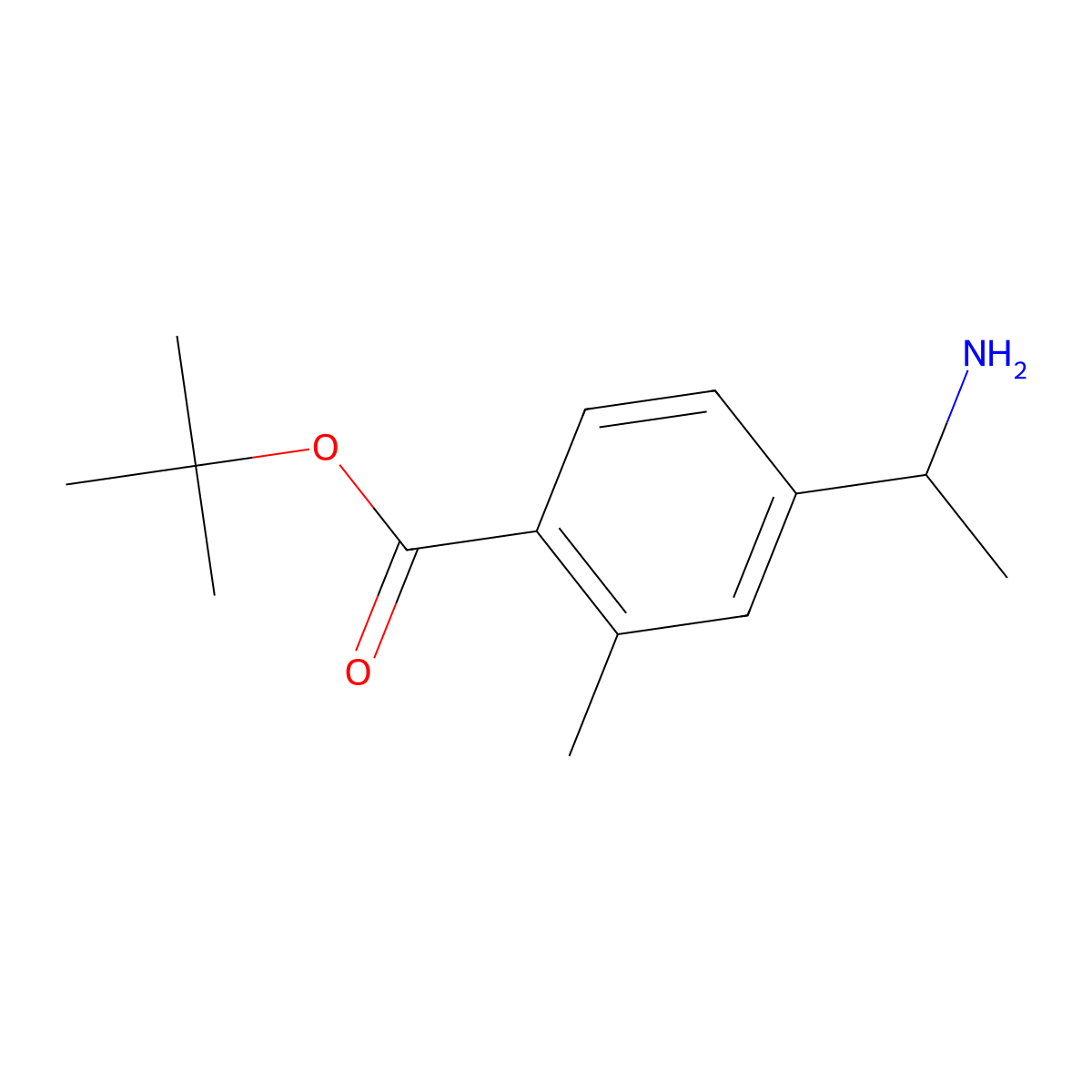 tert-butyl 4-[(1R)-1-aminoethyl]-2-methylbenzoate molecular structure, CAS 2639378-40-6