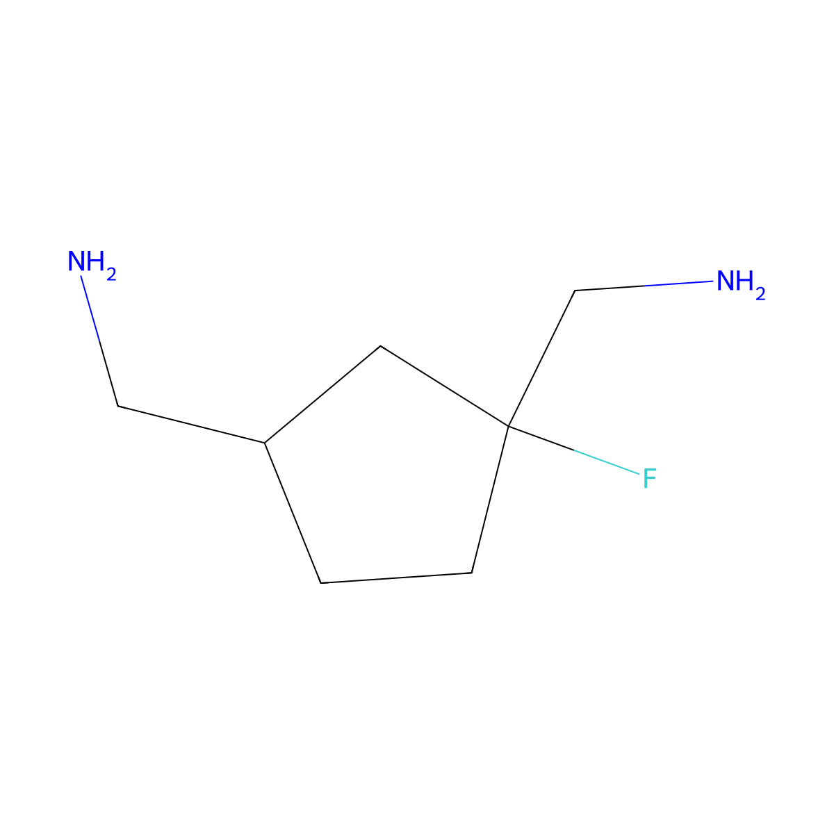 rac-[(1R,3S)-3-(aminomethyl)-1-fluorocyclopentyl]methanamine molecular structure, CAS 2639378-64-4