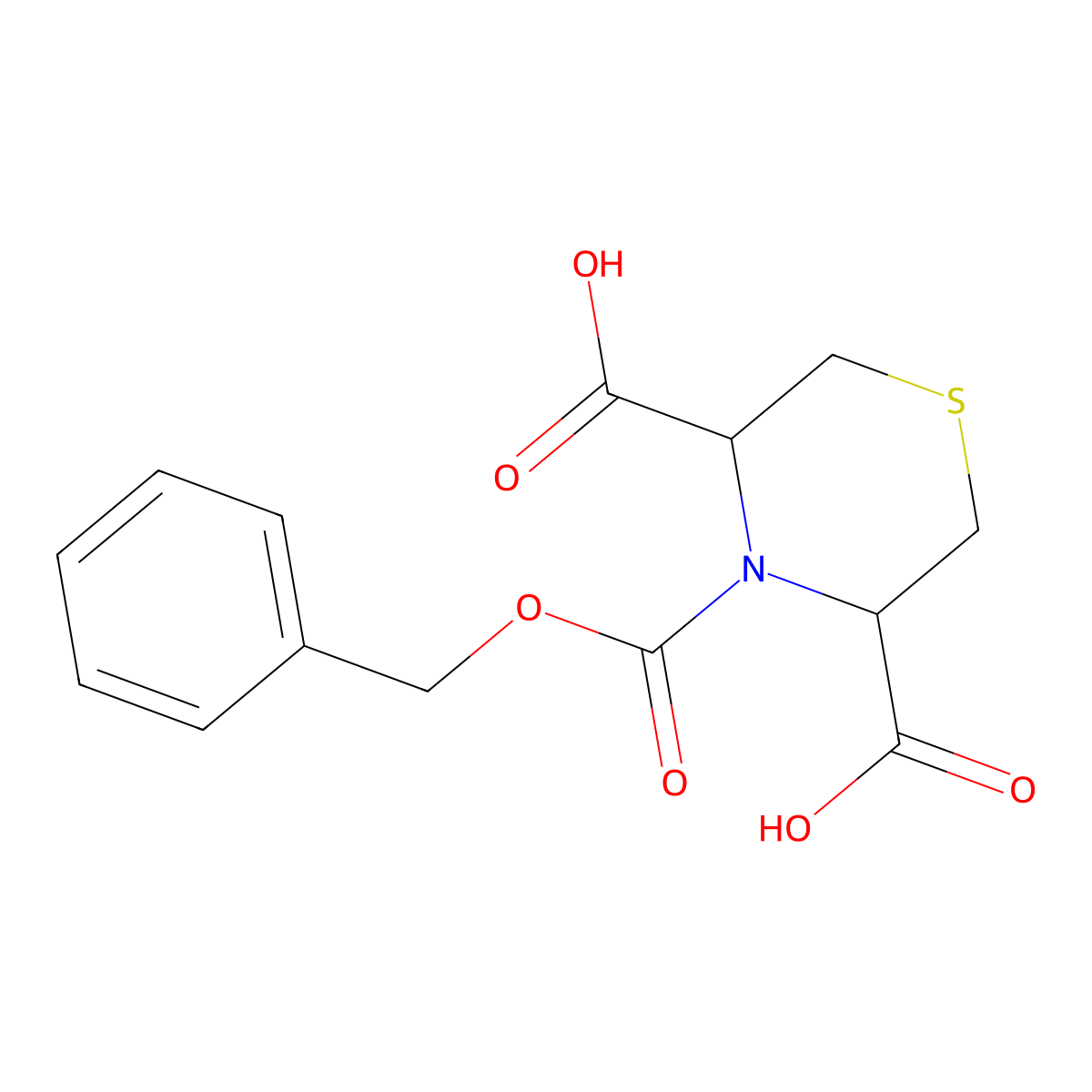 rac-(3R,5R)-4-[(benzyloxy)carbonyl]thiomorpholine-3,5-dicarboxylic acid molecular structure, CAS 2639378-78-0