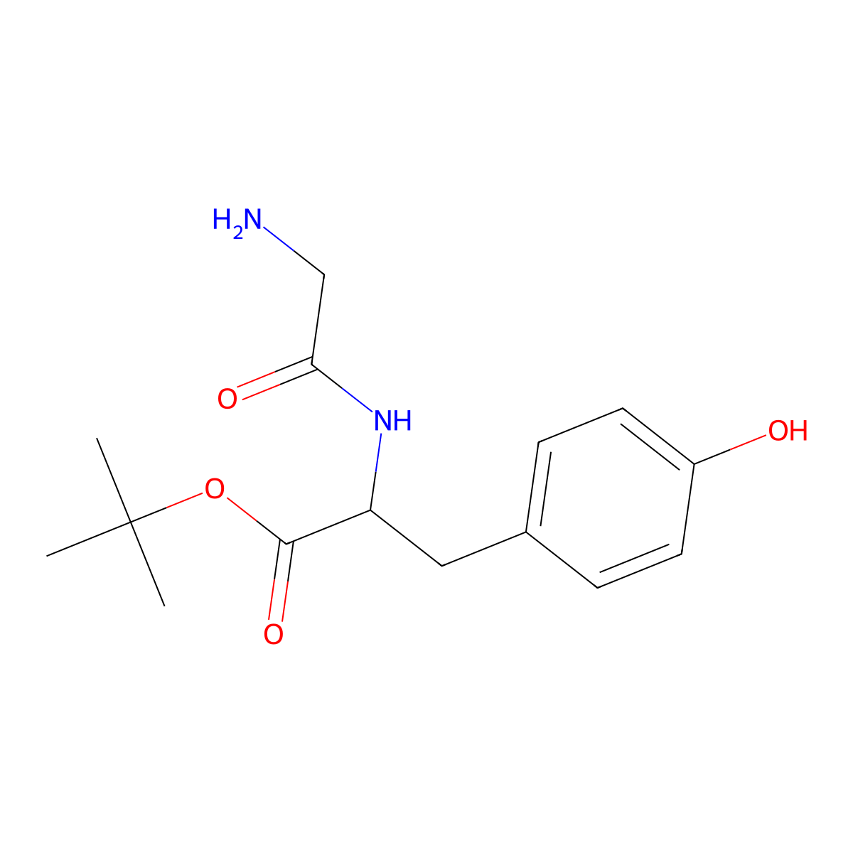 tert-butyl (2R)-2-(2-aminoacetamido)-3-(4-hydroxyphenyl)propanoate molecular structure, CAS 2639378-80-4