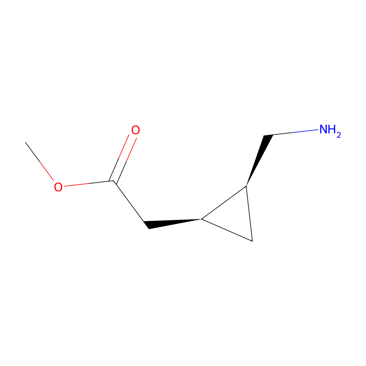 rac-methyl 2-[(1R,2R)-2-(aminomethyl)cyclopropyl]acetate molecular structure, CAS 2639378-83-7