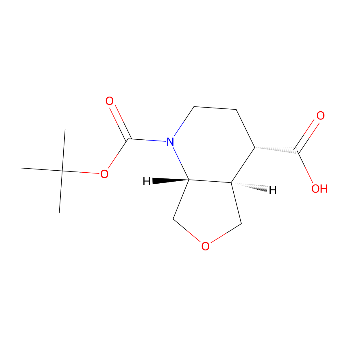 rac-(4R,4aS,7aS)-1-[(tert-butoxy)carbonyl]-octahydrofuro[3,4-b]pyridine-4-carboxylic acid molecular structure, CAS 2639379-39-6