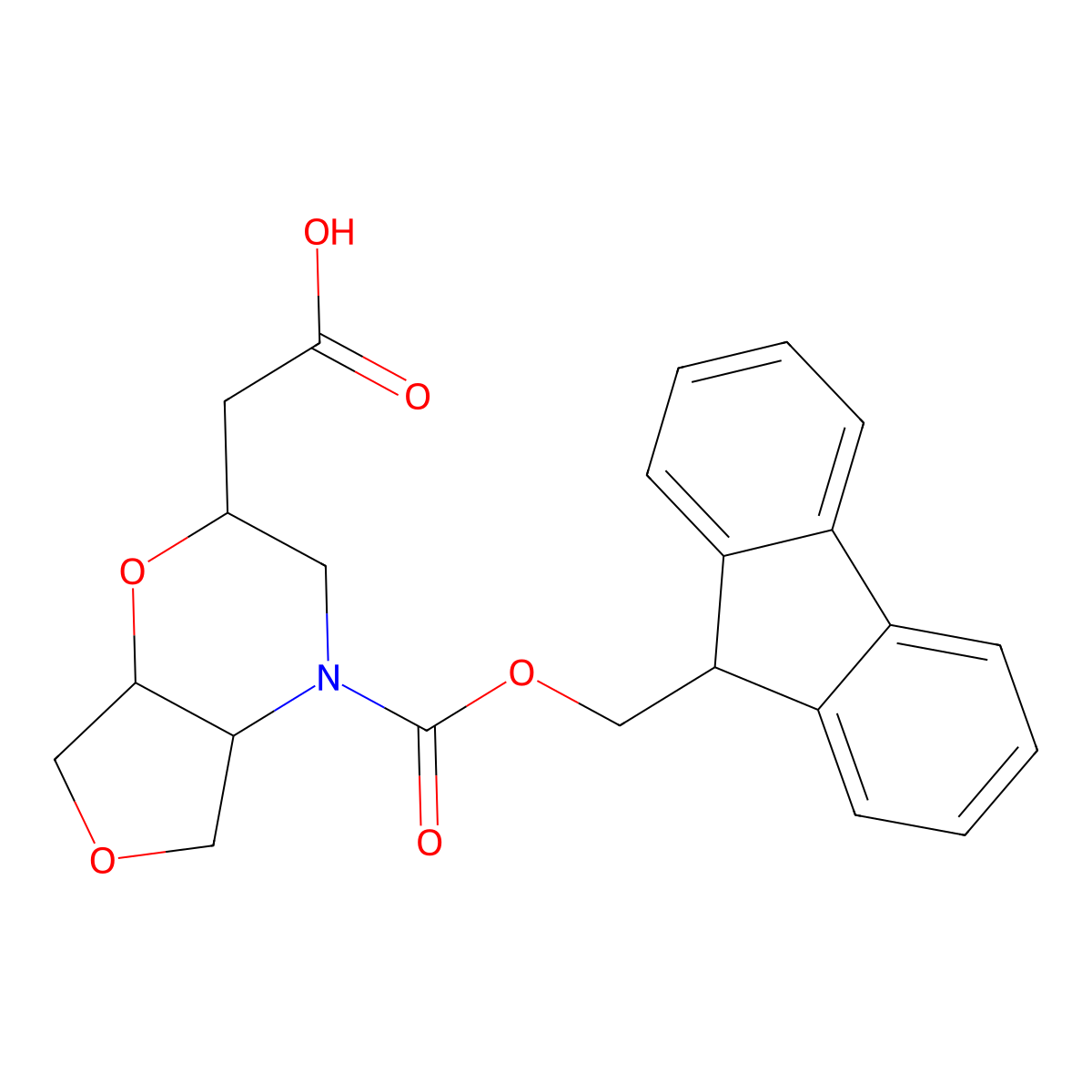 rac-2-[(2R,4aS,7aR)-4-{[(9H-fluoren-9-yl)methoxy]carbonyl}-hexahydro-2H-furo[3,4-b][1,4]oxazin-2-yl]acetic acid molecular structure, CAS 2639379-54-5