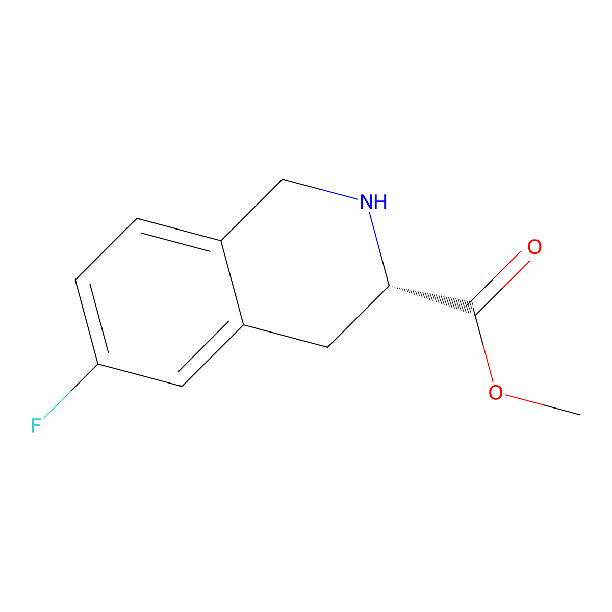 methyl (3S)-6-fluoro-1,2,3,4-tetrahydroisoquinoline-3-carboxylate molecular structure, CAS 2639379-55-6