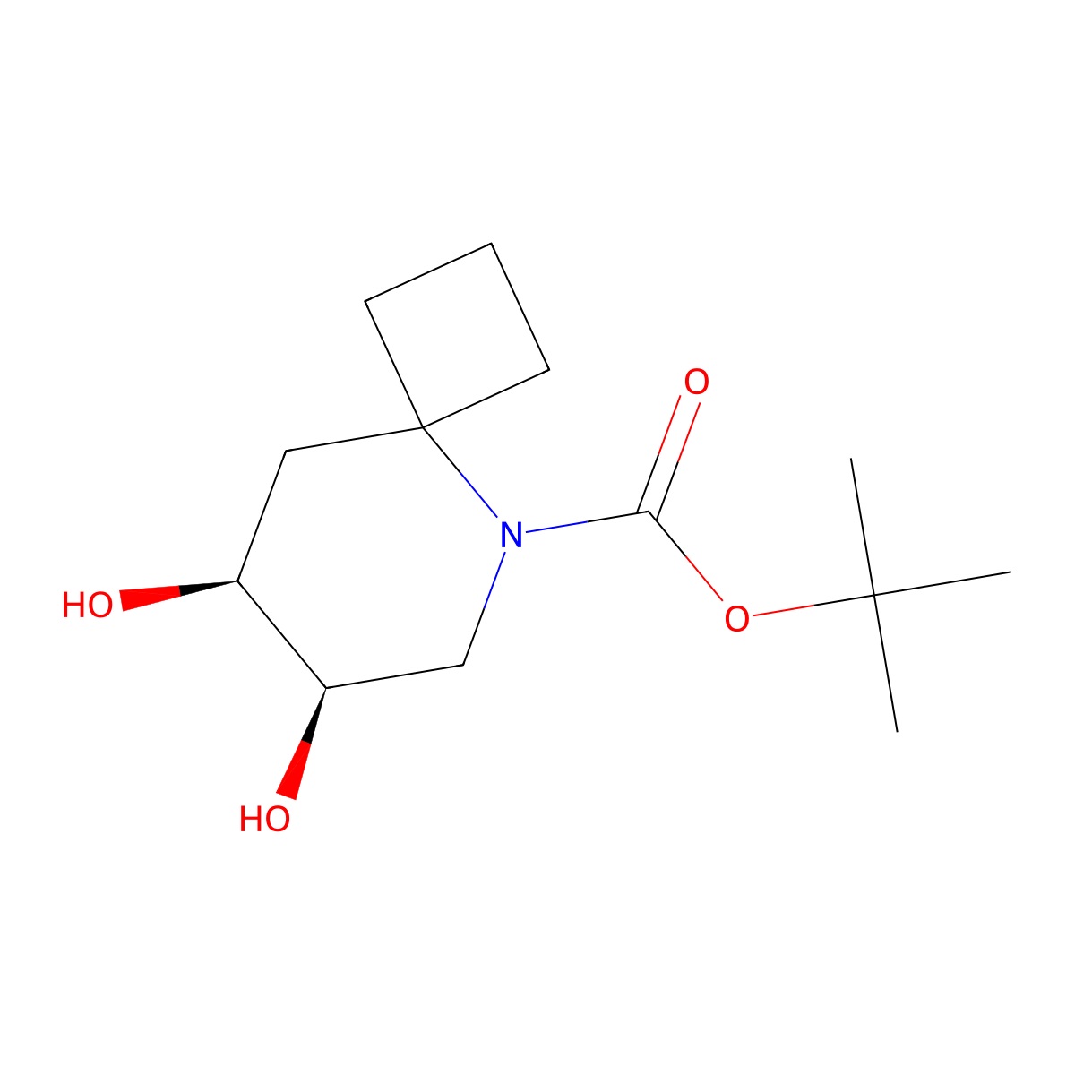 rac-tert-butyl (7R,8S)-7,8-dihydroxy-5-azaspiro[3.5]nonane-5-carboxylate molecular structure, CAS 2639379-65-8