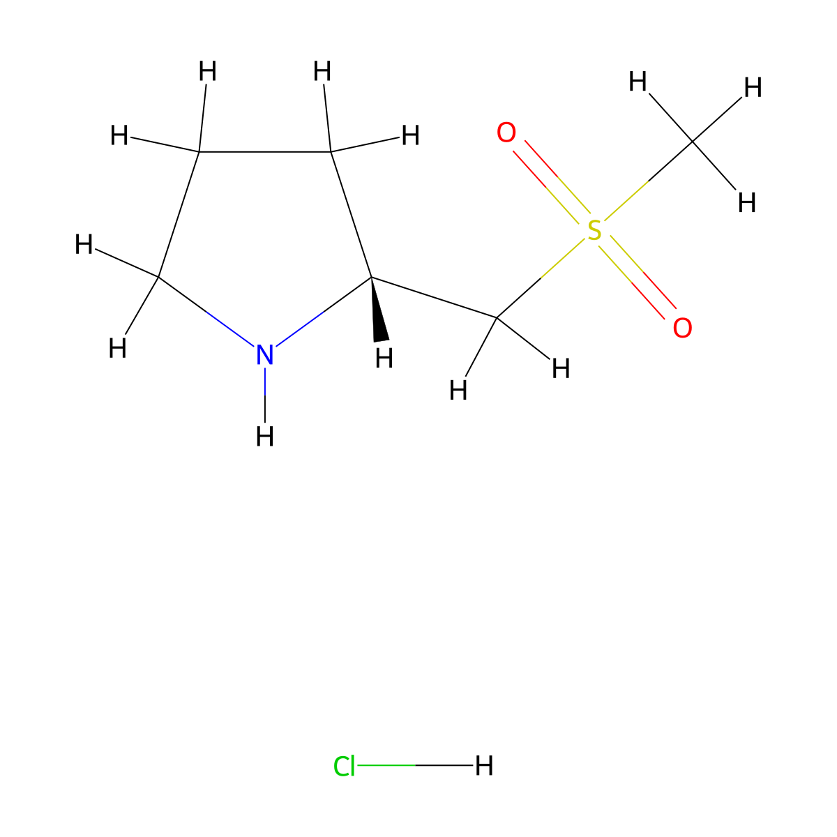 (2R)-2-(methanesulfonylmethyl)pyrrolidine hydrochloride molecular structure, CAS 2639379-69-2