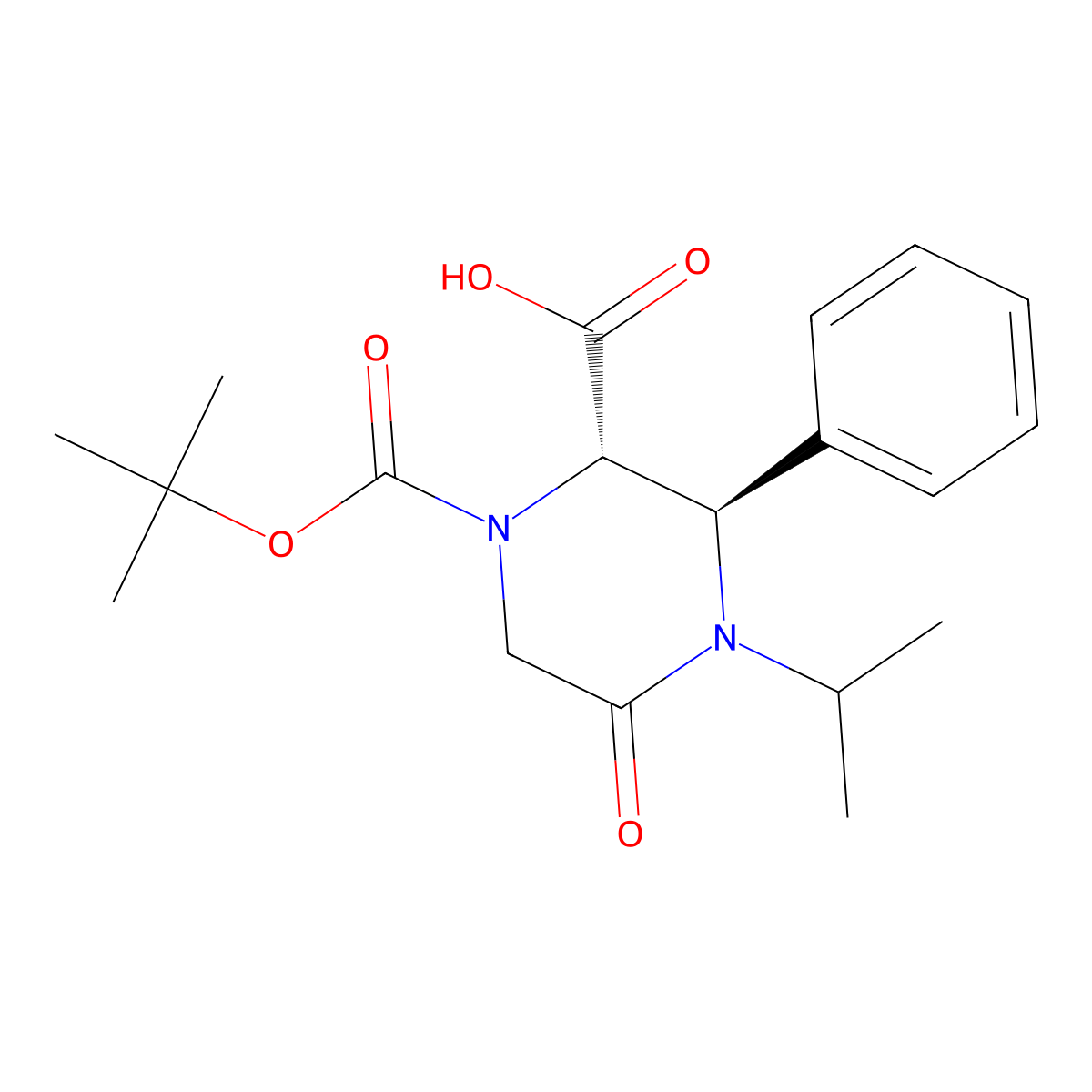 rac-(2R,3S)-1-[(tert-butoxy)carbonyl]-5-oxo-3-phenyl-4-(propan-2-yl)piperazine-2-carboxylic acid molecular structure, CAS 2639379-71-6
