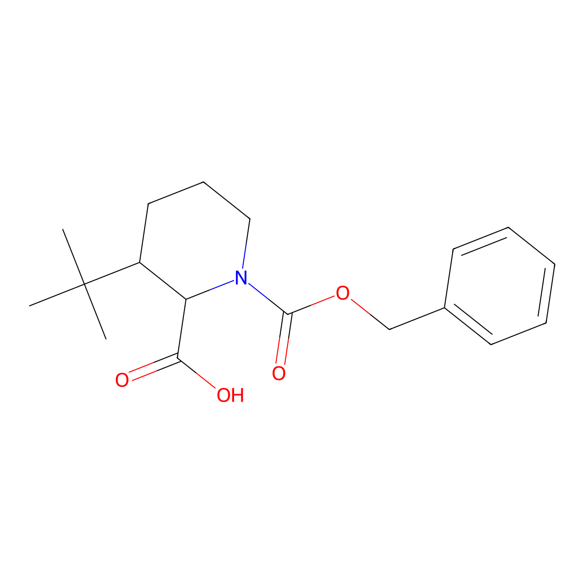 (2R,3R)-1-[(benzyloxy)carbonyl]-3-tert-butylpiperidine-2-carboxylic acid molecular structure, CAS 2639388-55-7