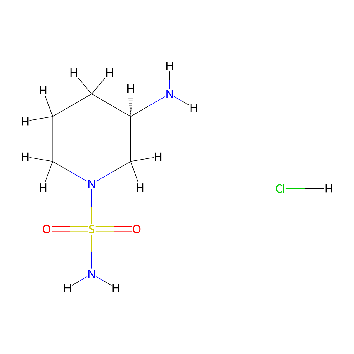 (3R)-3-aminopiperidine-1-sulfonamide hydrochloride molecular structure, CAS 2639388-56-8