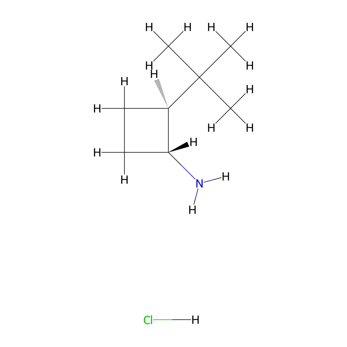 rac-(1R,2S)-2-tert-butylcyclobutan-1-amine hydrochloride molecular structure, CAS 2639388-72-8