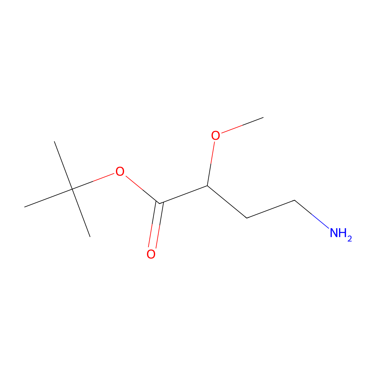tert-butyl (2S)-4-amino-2-methoxybutanoate molecular structure, CAS 2639388-73-9