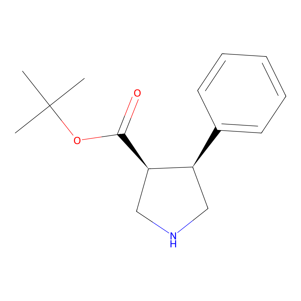 rac-tert-butyl (3R,4R)-4-phenylpyrrolidine-3-carboxylate molecular structure, CAS 2639388-76-2