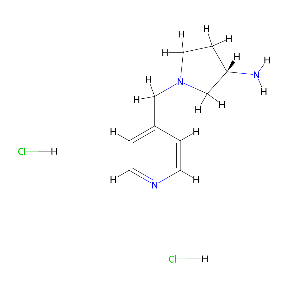 (3S)-1-[(pyridin-4-yl)methyl]pyrrolidin-3-aminedihydrochloride molecular structure, CAS 2639388-90-0