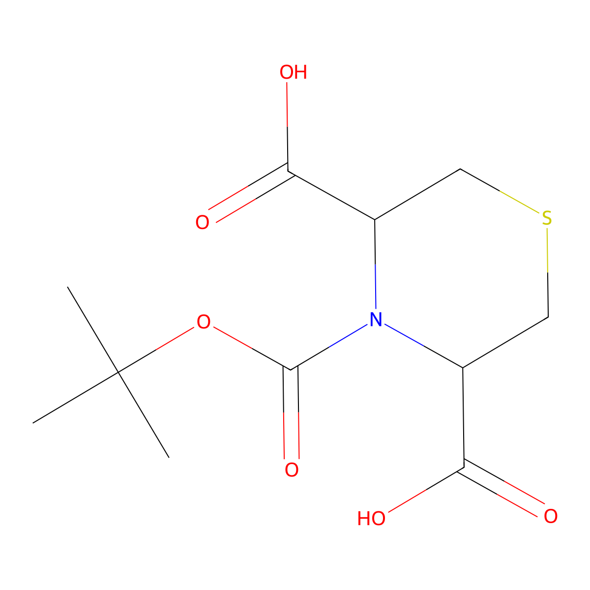 rac-(3R,5R)-4-[(tert-butoxy)carbonyl]thiomorpholine-3,5-dicarboxylic acid molecular structure, CAS 2639388-94-4
