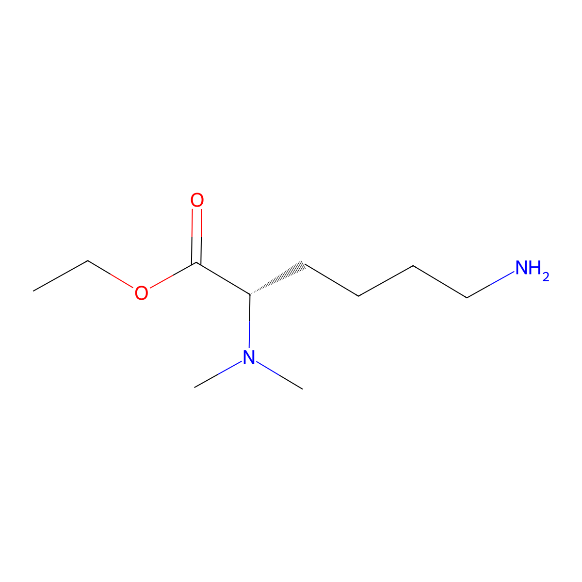 ethyl (2S)-6-amino-2-(dimethylamino)hexanoate molecular structure, CAS 2639389-05-0