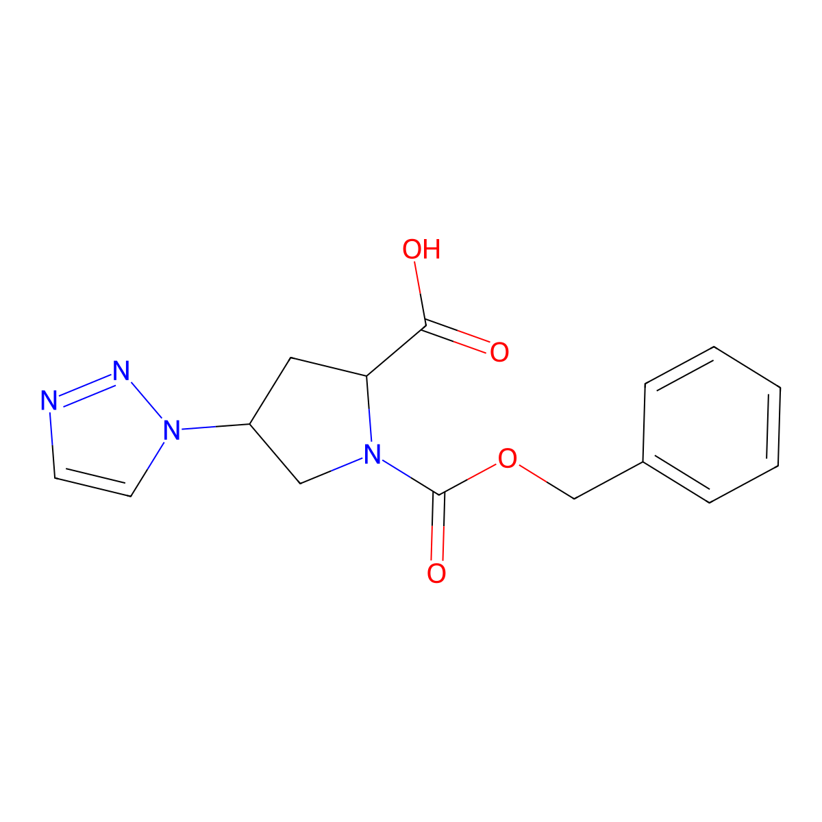 (2S,4S)-1-[(benzyloxy)carbonyl]-4-(1H-1,2,3-triazol-1-yl)pyrrolidine-2-carboxylic acid molecular structure, CAS 2639389-06-1