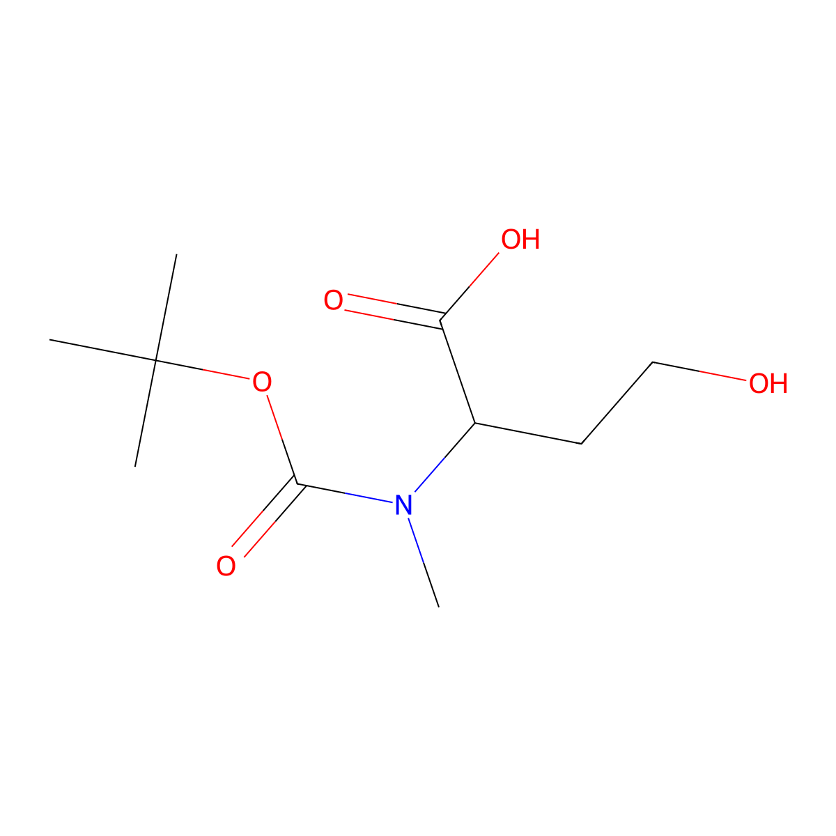 (2S)-2-{[(tert-butoxy)carbonyl](methyl)amino}-4-hydroxybutanoic acid molecular structure, CAS 2639389-09-4