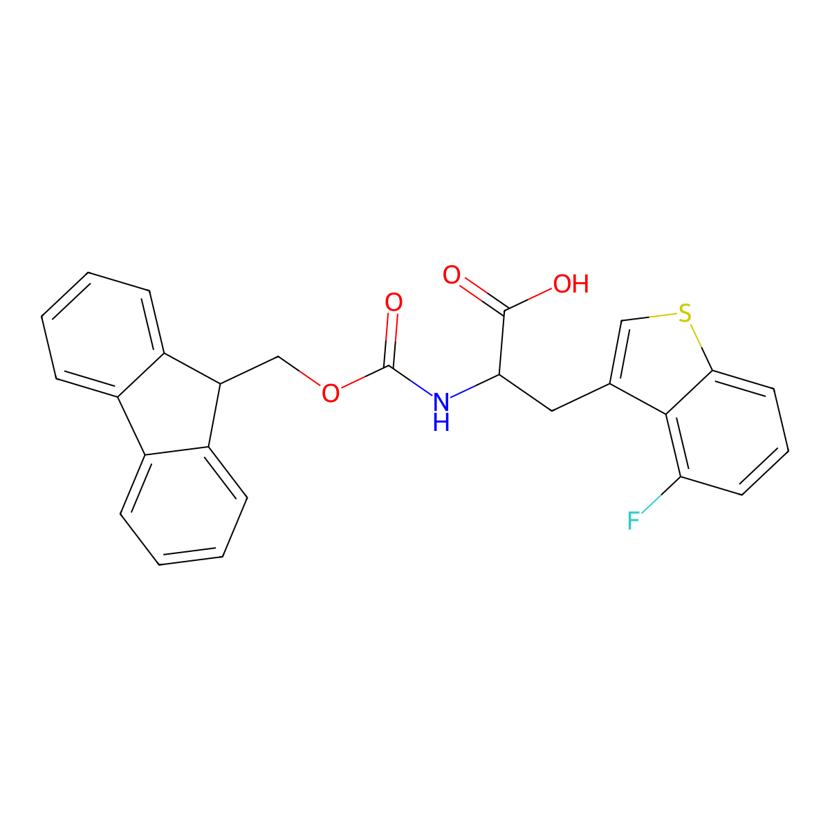 (2S)-2-({[(9H-fluoren-9-yl)methoxy]carbonyl}amino)-3-(4-fluoro-1-benzothiophen-3-yl)propanoicacid molecular structure, CAS 2639389-11-8