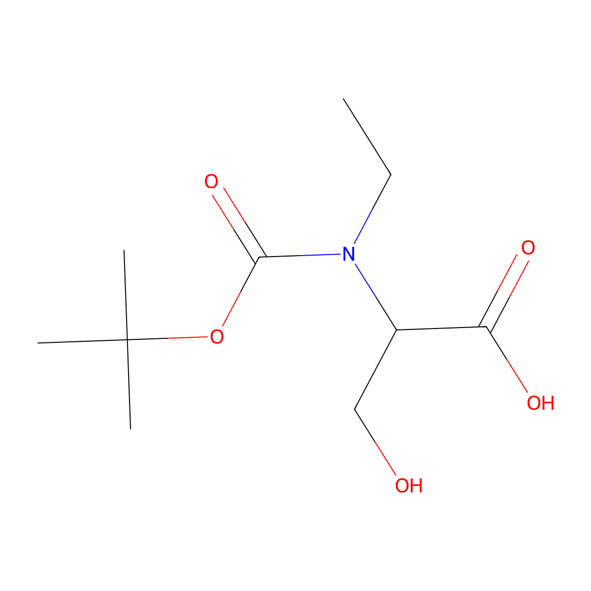 (2R)-2-{[(tert-butoxy)carbonyl](ethyl)amino}-3-hydroxypropanoic acid molecular structure, CAS 2639389-28-7