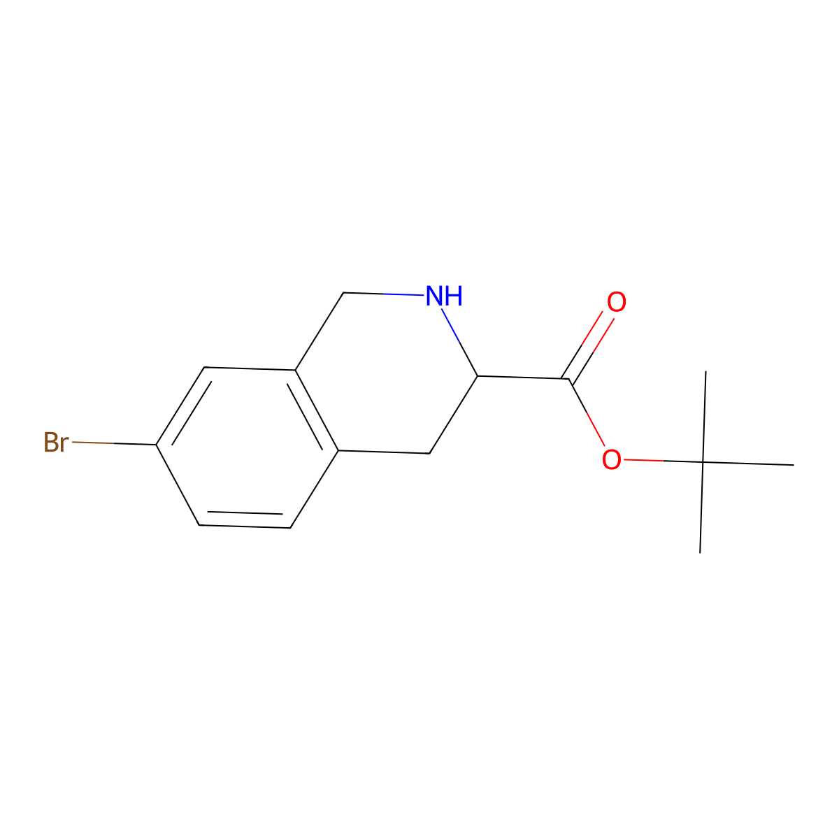 tert-butyl (3S)-7-bromo-1,2,3,4-tetrahydroisoquinoline-3-carboxylate molecular structure, CAS 2639389-32-3