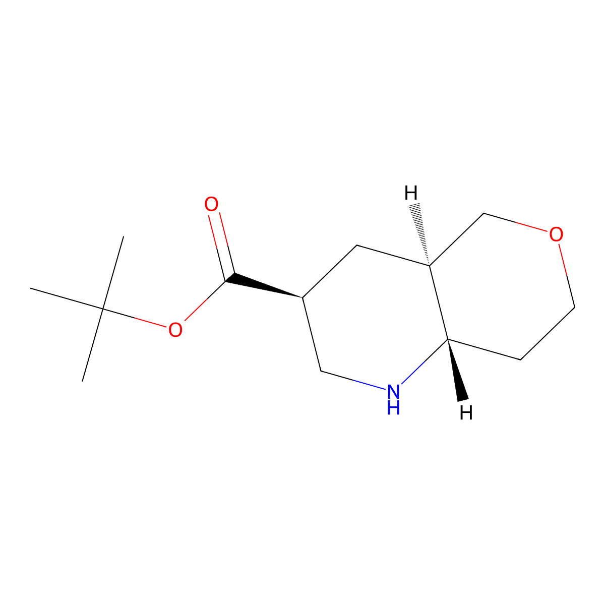 rac-tert-butyl (3R,4aS,8aR)-octahydro-1H-pyrano[4,3-b]pyridine-3-carboxylate molecular structure, CAS 2639389-40-3