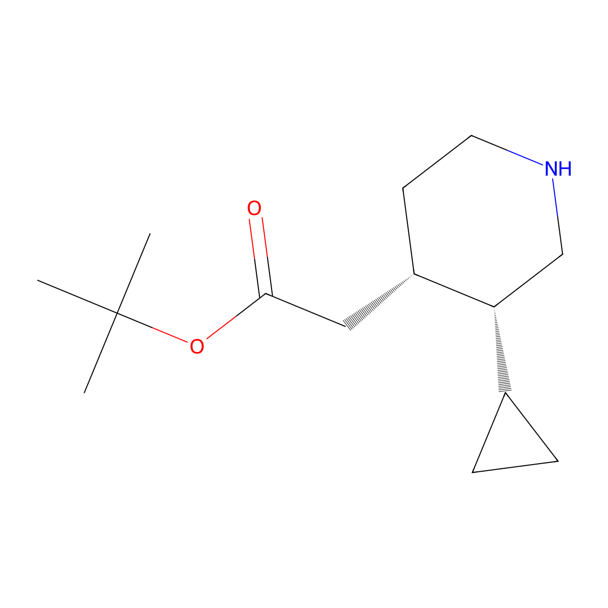 tert-butyl 2-[(3R,4S)-3-cyclopropylpiperidin-4-yl]acetate molecular structure, CAS 2639389-41-4