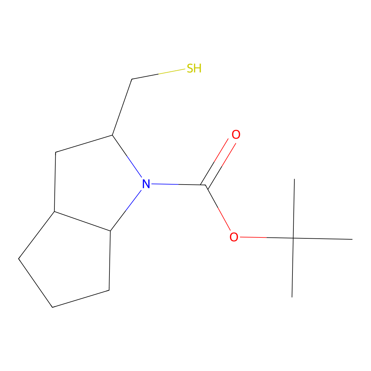 tert-butyl (2S,3aS,6aS)-2-(sulfanylmethyl)-octahydrocyclopenta[b]pyrrole-1-carboxylate molecular structure, CAS 2639389-43-6