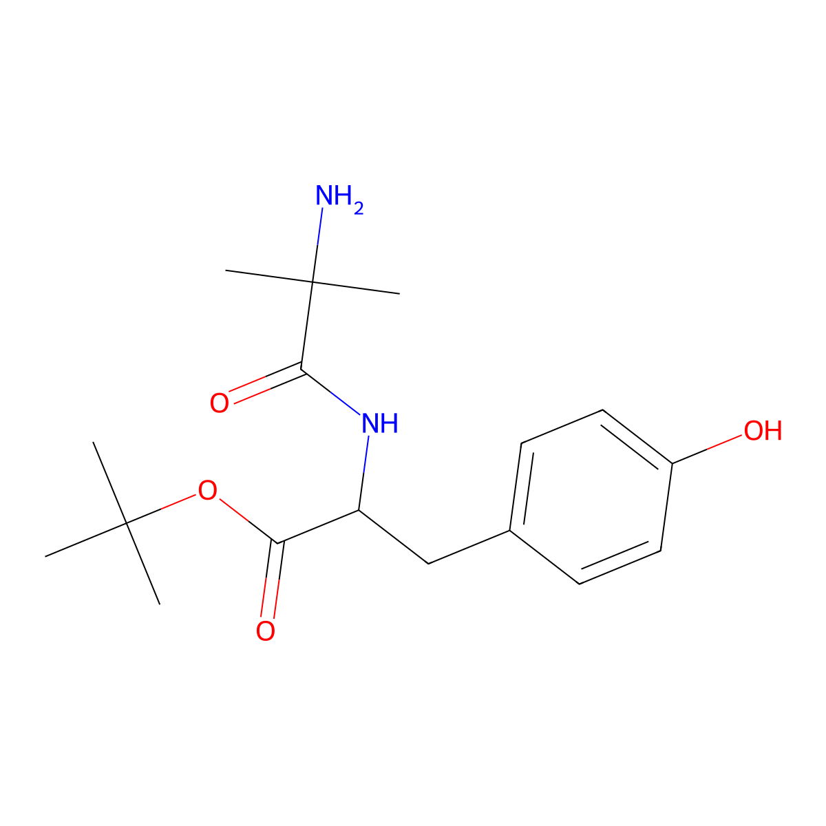 tert-butyl (2S)-2-(2-amino-2-methylpropanamido)-3-(4-hydroxyphenyl)propanoate molecular structure, CAS 2639389-47-0