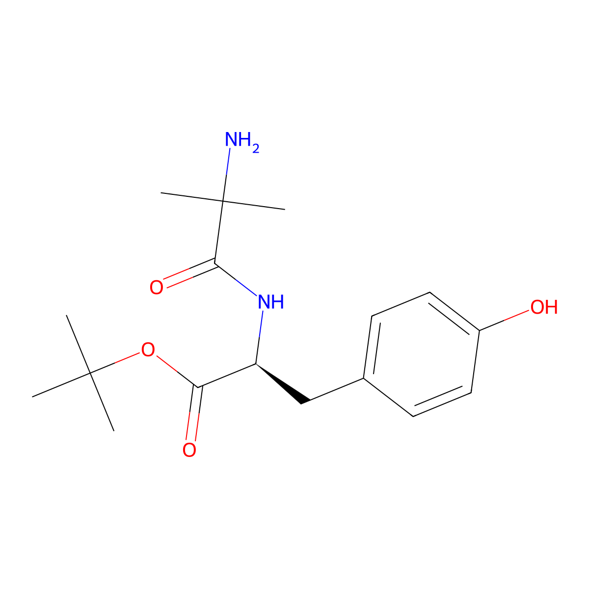 tert-butyl (2S)-2-(2-amino-2-methylpropanamido)-3-(4-hydroxyphenyl)propanoate molecular structure, CAS 2639389-47-0