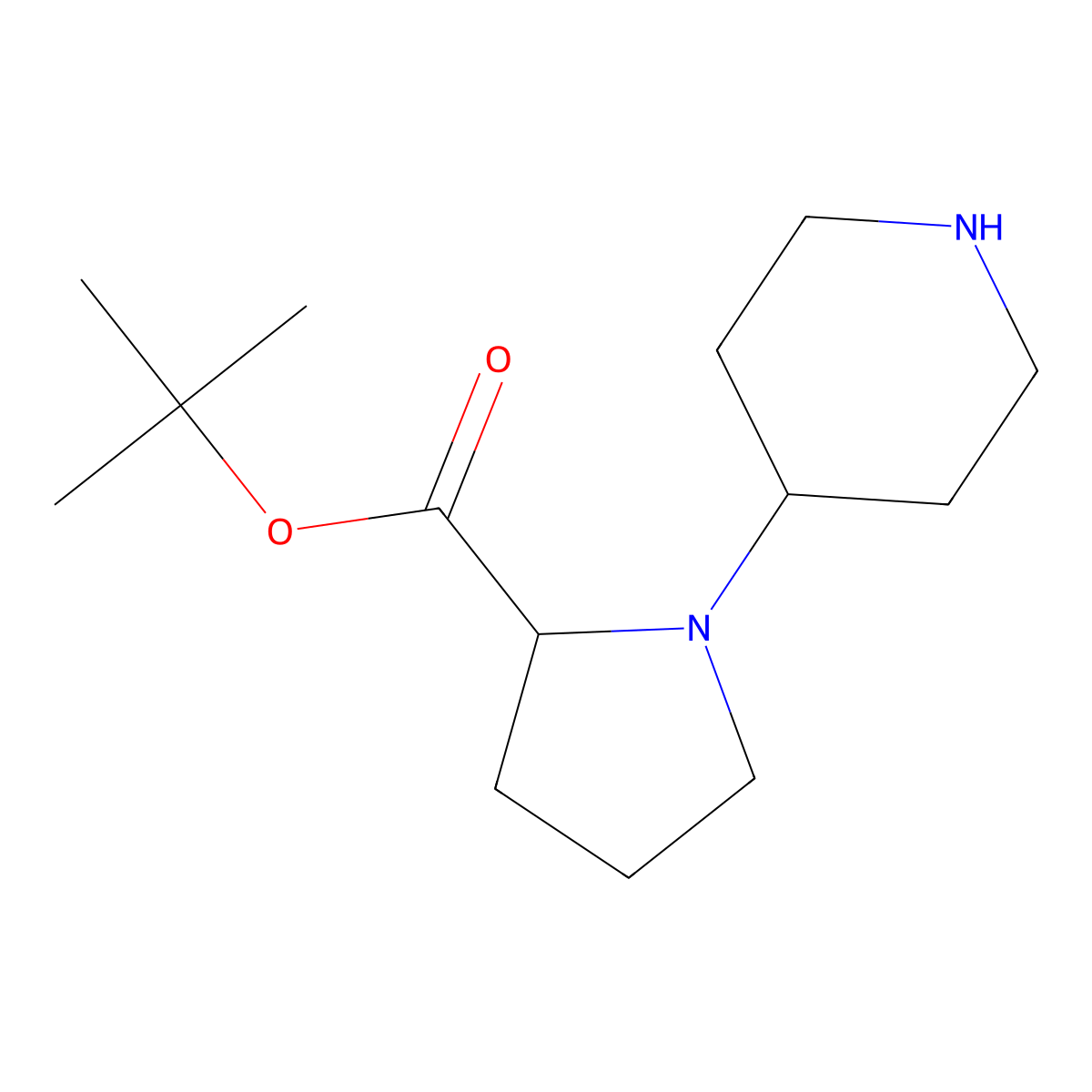 tert-butyl (2S)-1-(piperidin-4-yl)pyrrolidine-2-carboxylate molecular structure, CAS 2639389-52-7