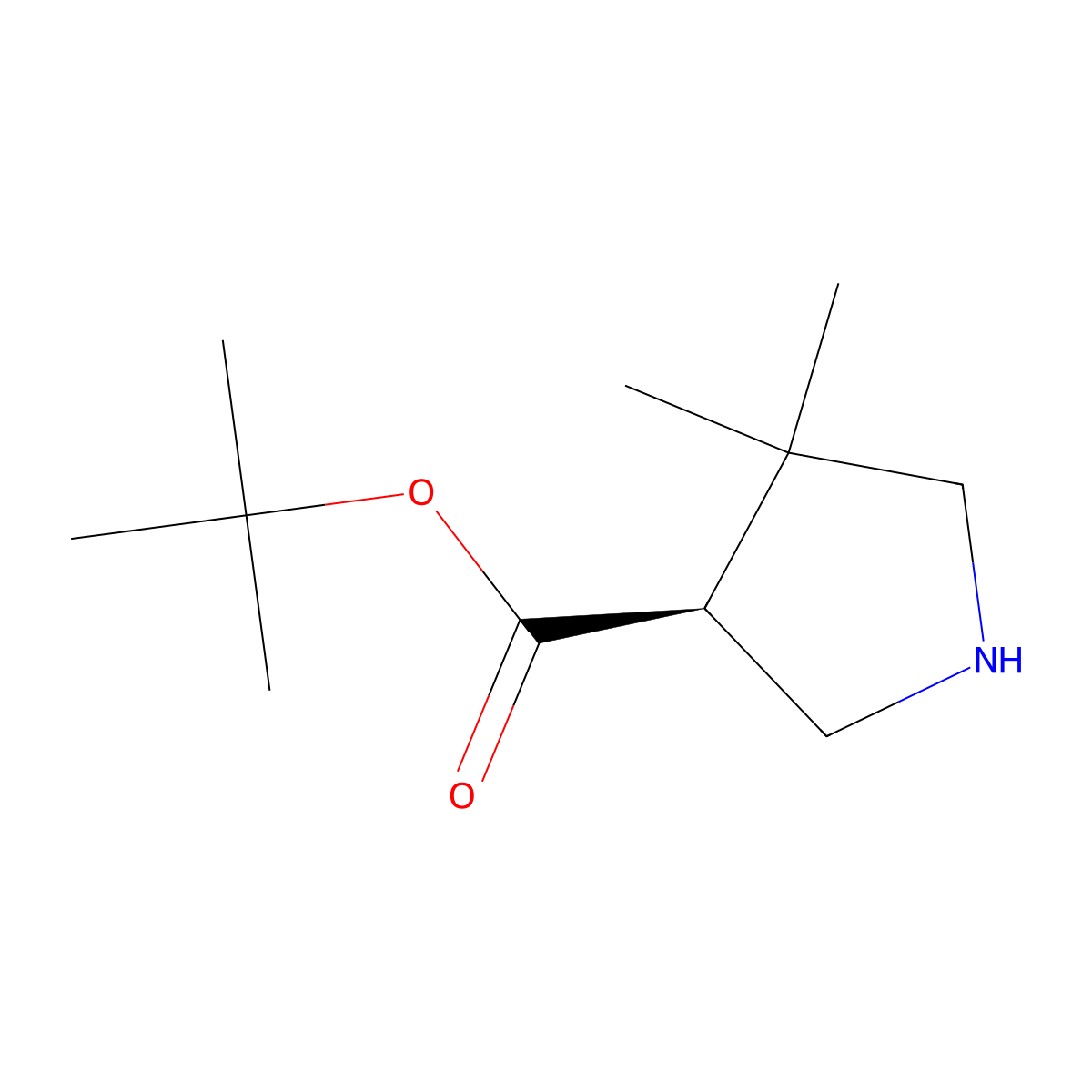 (3S)-4,4-Dimethyl-pyrrolidine-3-carboxylic acid tert-butyl ester molecular structure, CAS 2639389-71-0