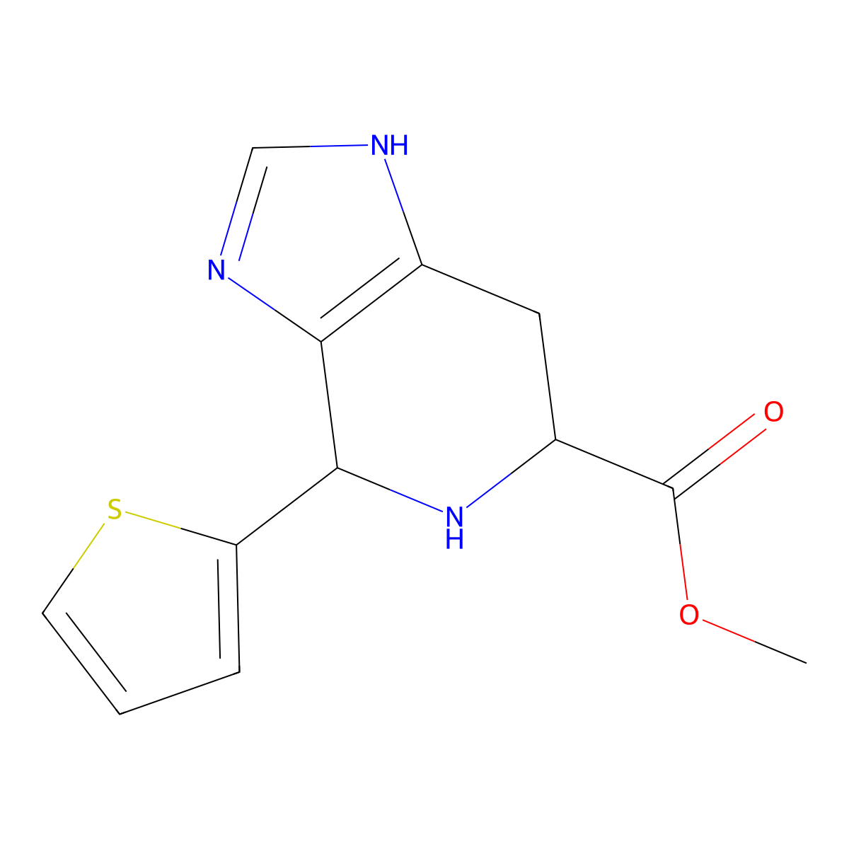 rac-methyl (4R,6S)-4-(thiophen-2-yl)-1H,4H,5H,6H,7H-imidazo[4,5-c]pyridine-6-carboxylate molecular structure, CAS 2639389-75-4