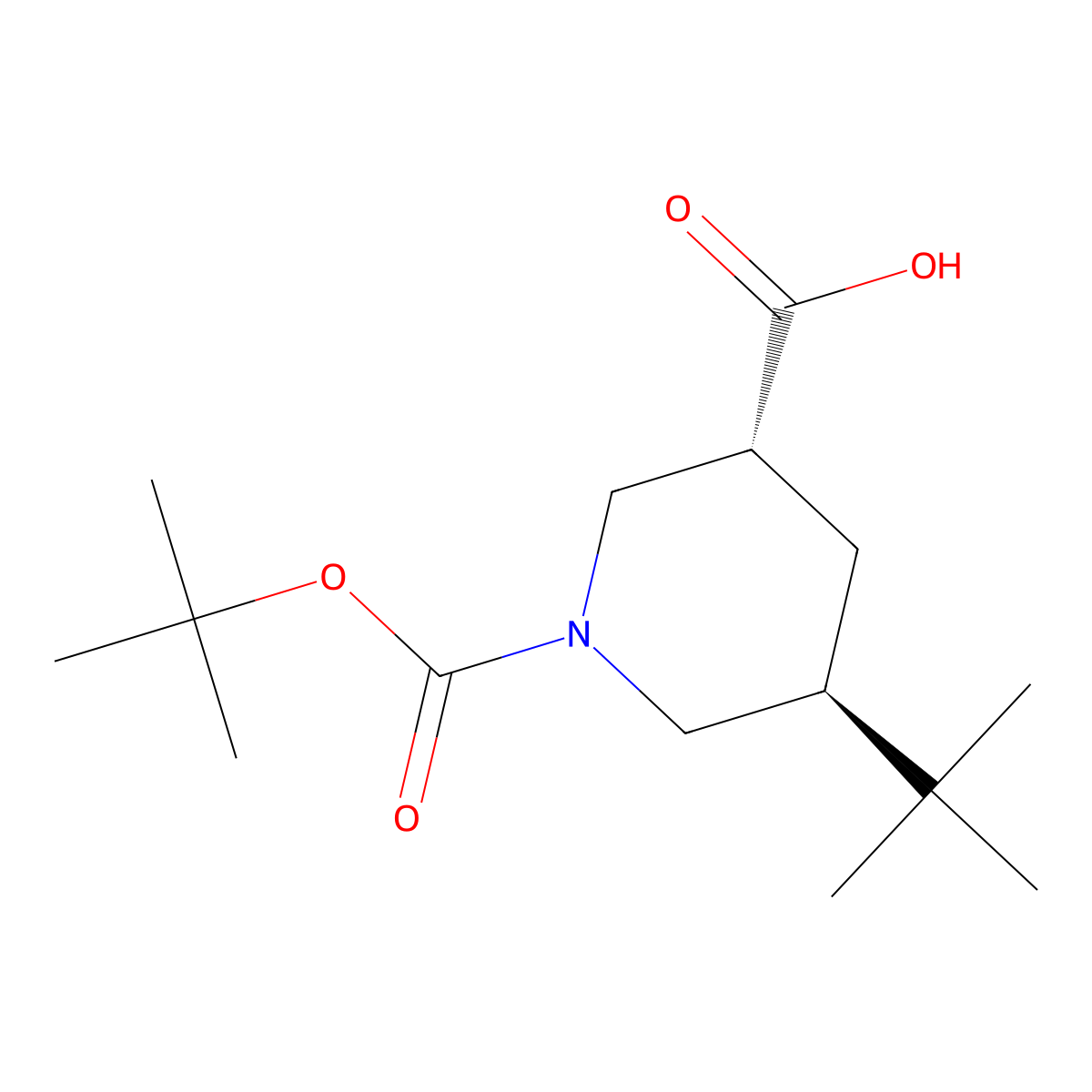 rac-(3R,5S)-1-[(tert-butoxy)carbonyl]-5-tert-butylpiperidine-3-carboxylic acid molecular structure, CAS 2639389-81-2