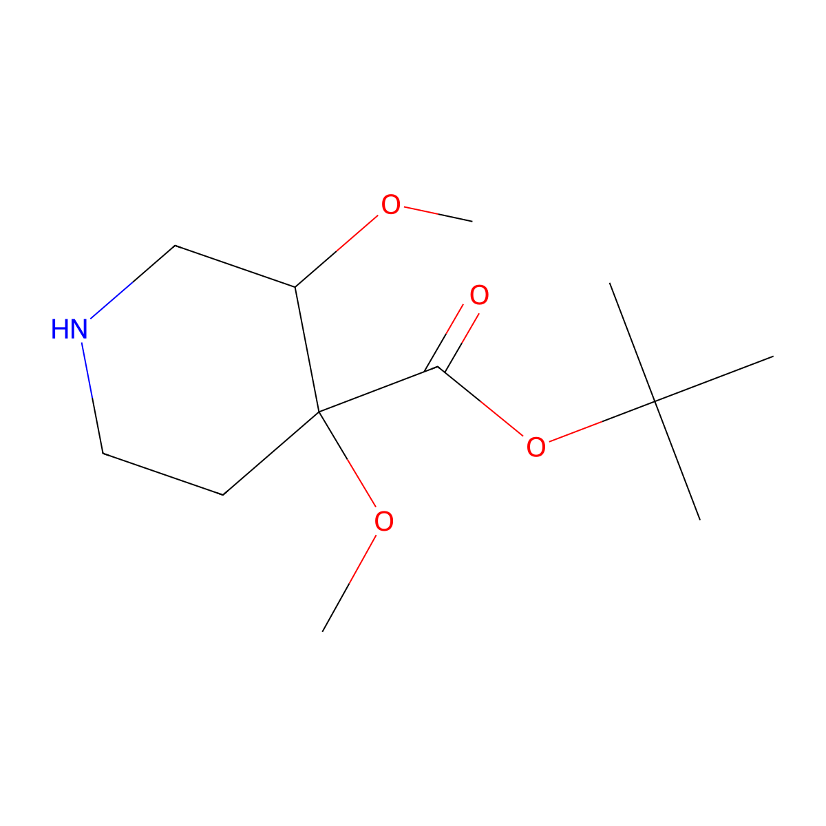 rac-tert-butyl (3R,4S)-3,4-dimethoxypiperidine-4-carboxylate molecular structure, CAS 2639389-99-2