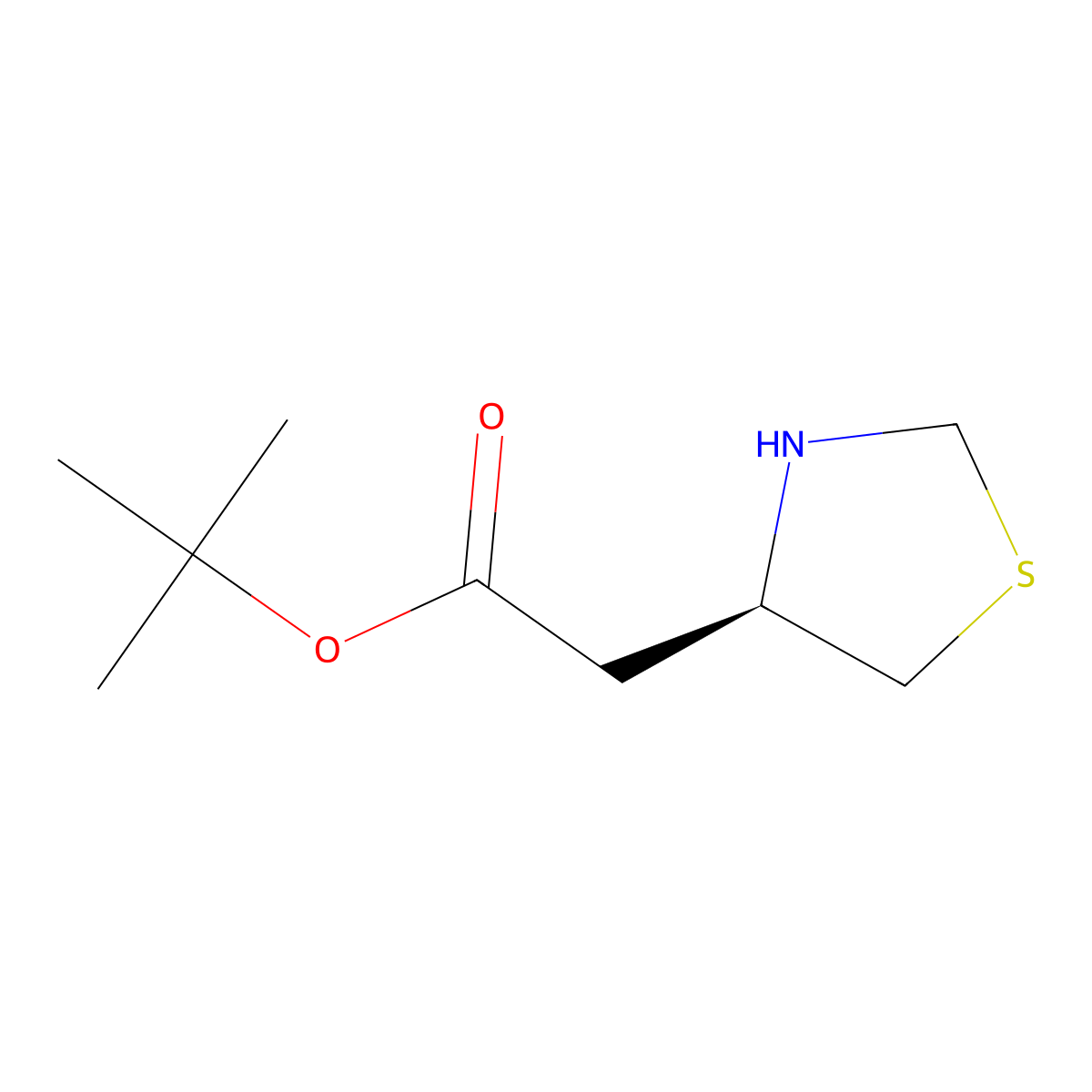 tert-butyl 2-[(4R)-1,3-thiazolidin-4-yl]acetate molecular structure, CAS 2639390-00-2