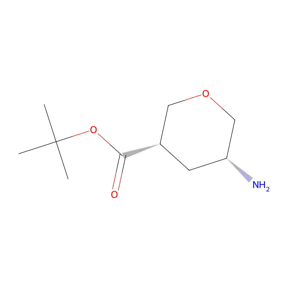 rac-tert-butyl (3R,5S)-5-aminooxane-3-carboxylate molecular structure, CAS 2639390-04-6