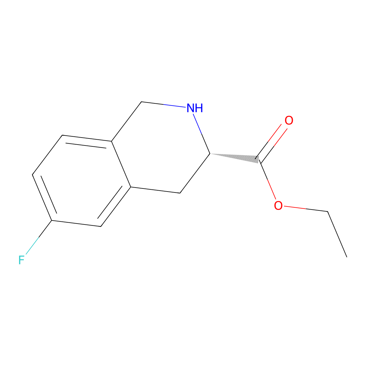 ethyl (3S)-6-fluoro-1,2,3,4-tetrahydroisoquinoline-3-carboxylate molecular structure, CAS 2639390-05-7