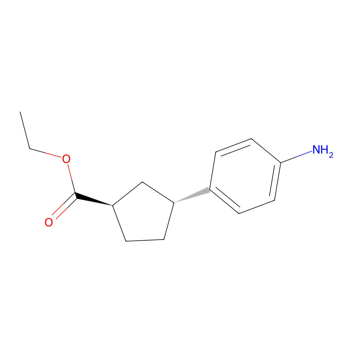 rac-ethyl (1R,3R)-3-(4-aminophenyl)cyclopentane-1-carboxylate molecular structure, CAS 2639390-32-0