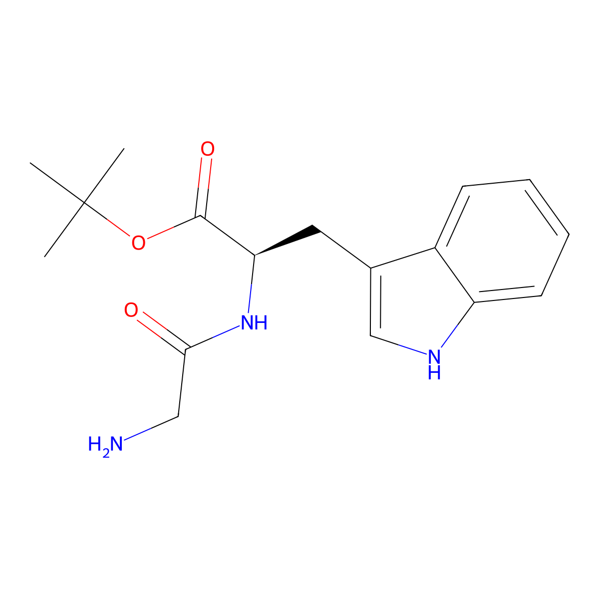 tert-butyl (2R)-2-(2-aminoacetamido)-3-(1H-indol-3-yl)propanoate molecular structure, CAS 2639390-34-2