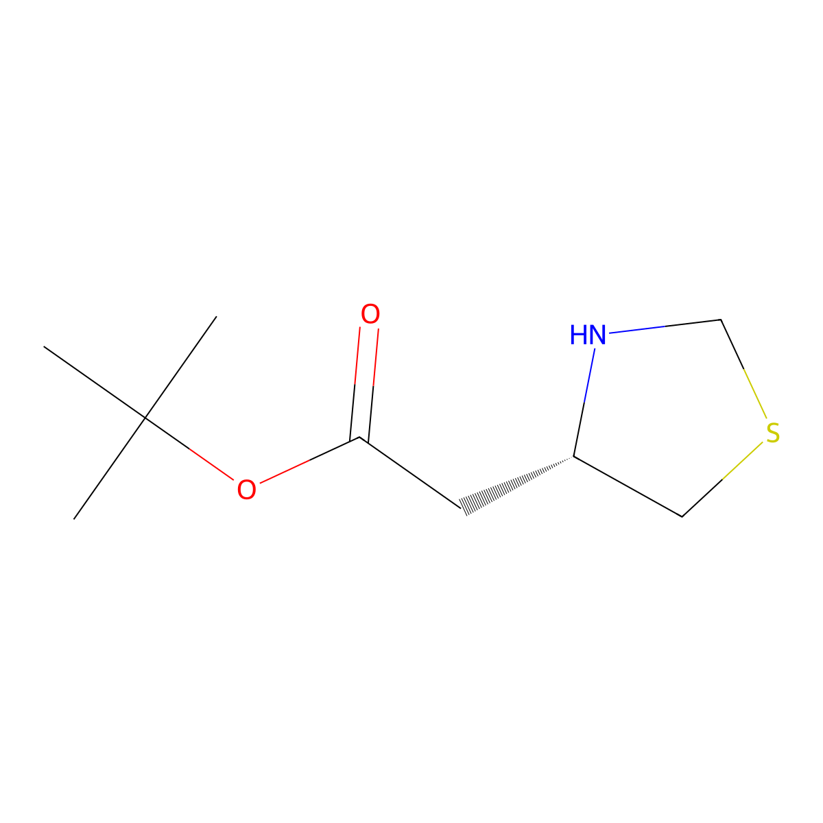 tert-butyl 2-[(4S)-1,3-thiazolidin-4-yl]acetate molecular structure, CAS 2639390-37-5