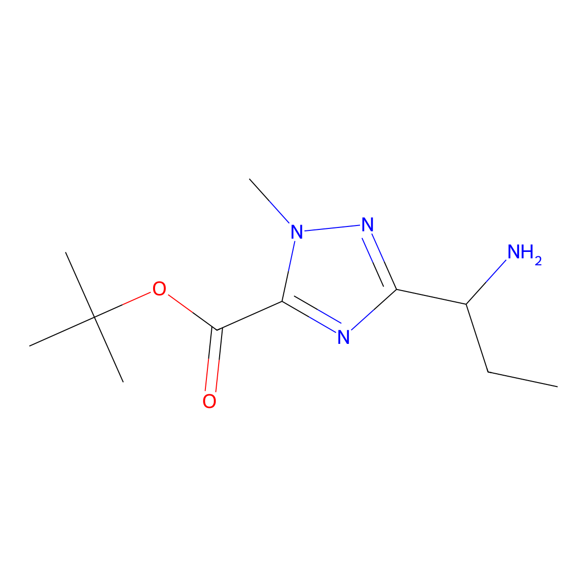 tert-butyl 3-[(1S)-1-aminopropyl]-1-methyl-1H-1,2,4-triazole-5-carboxylate molecular structure, CAS 2639390-38-6