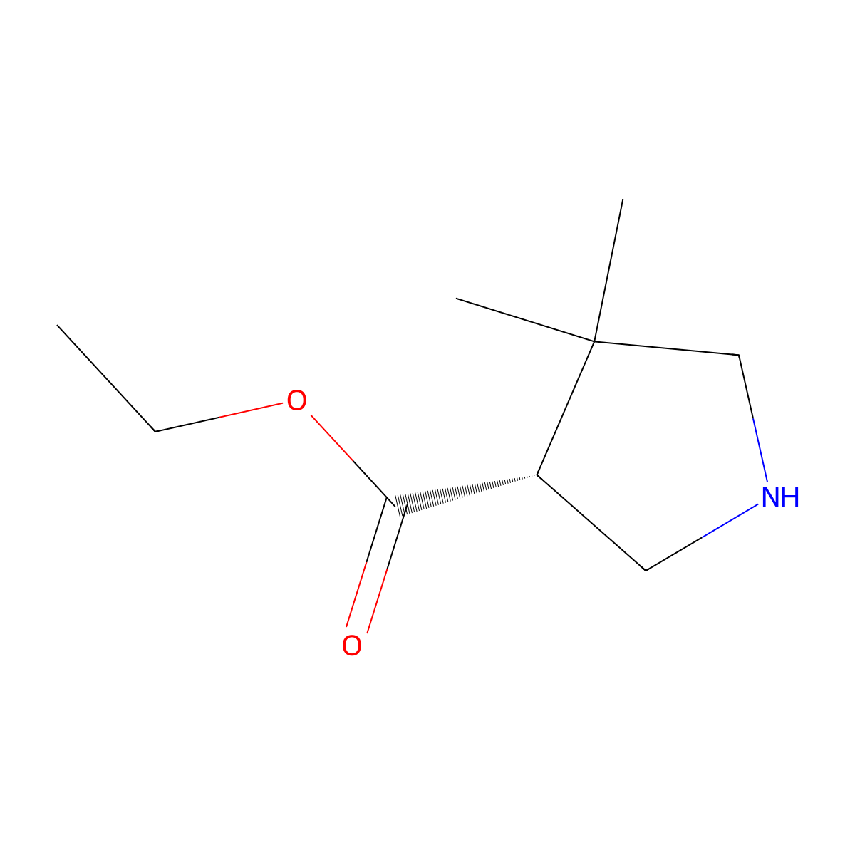 ethyl (3R)-4,4-dimethylpyrrolidine-3-carboxylate molecular structure, CAS 2639390-40-0