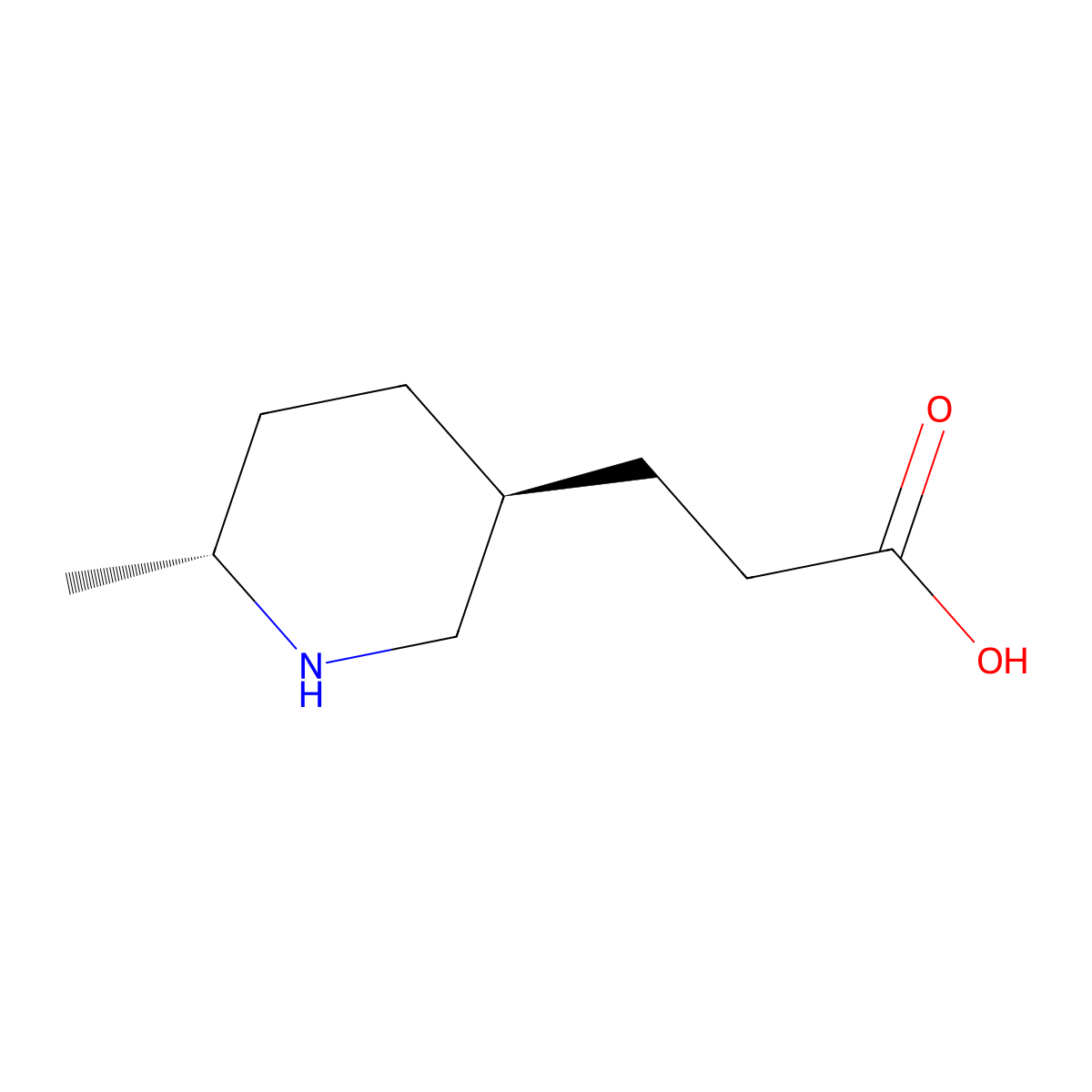 rac-3-[(3R,6S)-6-methylpiperidin-3-yl]propanoic acid molecular structure, CAS 2639390-50-2